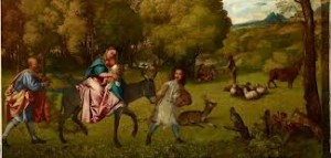 Fuga in Egitto Tiziano Venezia 300x143 LA SORPRENDENTE NATURA DI TIZIANO