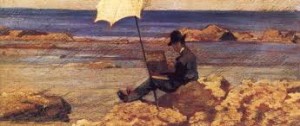 Giovanni Fattori Silvestro Lega che dipinge sugli scogli olio su tavola 1865 300x126 Chi era Giovanni Fattori